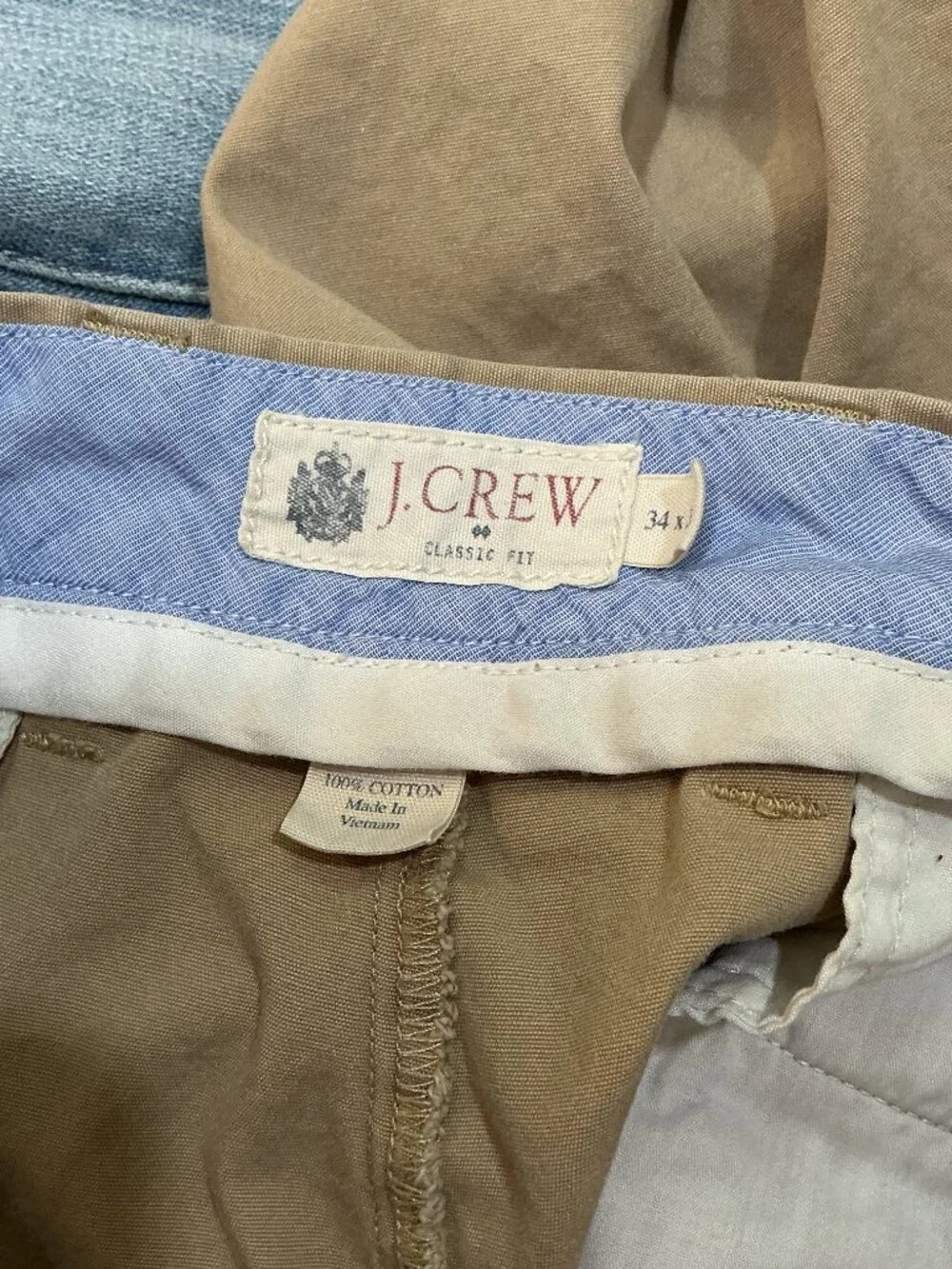 J.Crew Classic Fit Khaki Chino Pants Men’s 34x32 100% Cotton